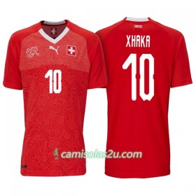 Camisolas de Futebol Suíça Xhaka 10 Equipamento Principal Copa do Mundo 2018 Manga Curta